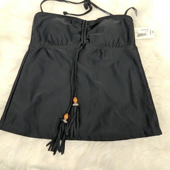 ANA Womens Swimsuit Top Size XS Black Halter Styl - Picture 1 of 5